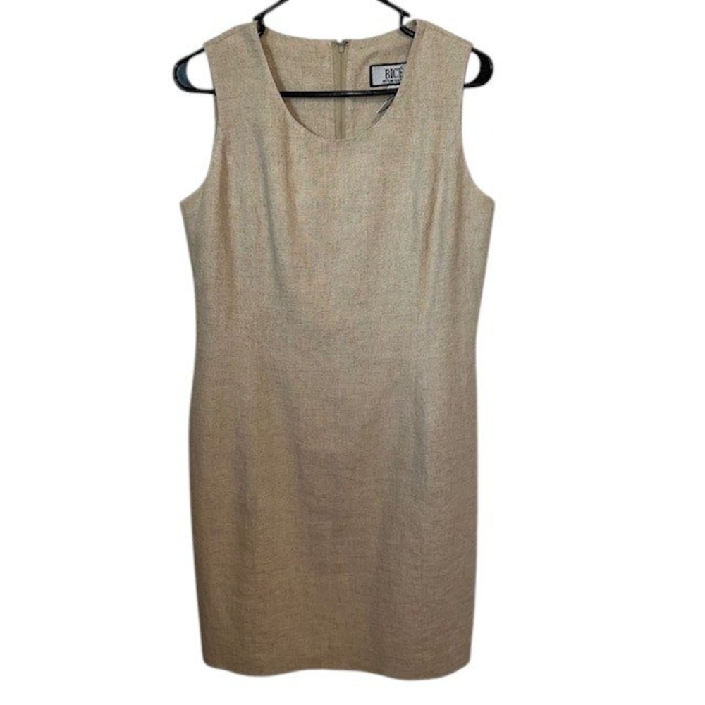 Bice Sag Harbor Dress 55% Linen Sleeveless Sheath Career Party Beige Dress Sz‎ 8 - Picture 3 of 13